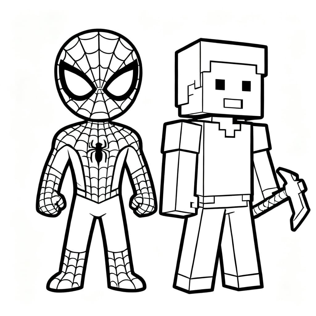 spiderman and steve from minecraft