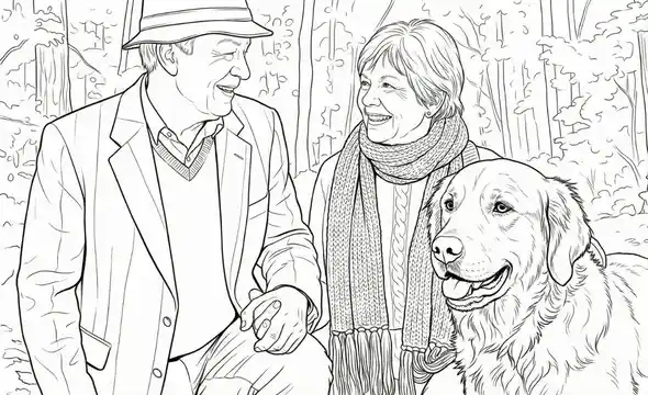 Coloring page generated from the family photo