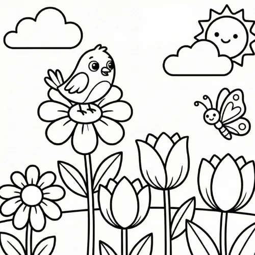Nature-themed printable coloring page example for a classroom activity